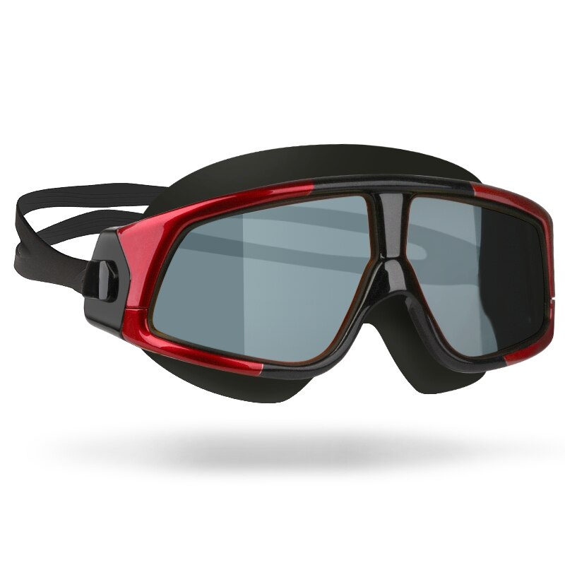 Copozz Zwemmen Bril Voor Mannen Vrouwen Bril Anti-Fog Uv Groot Frame Volwassenen Sport Waterdichte Siliconen Zwembril eyewear: clear red black