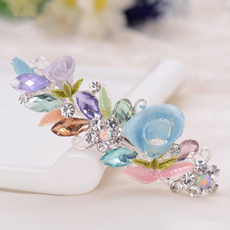 Altobefun Mode Kristal Haarspelden Voor Vrouwen Dames Meisjes Bloemen Hair Clips Elegante Sieraden Bridal Haarspeldjes AE013