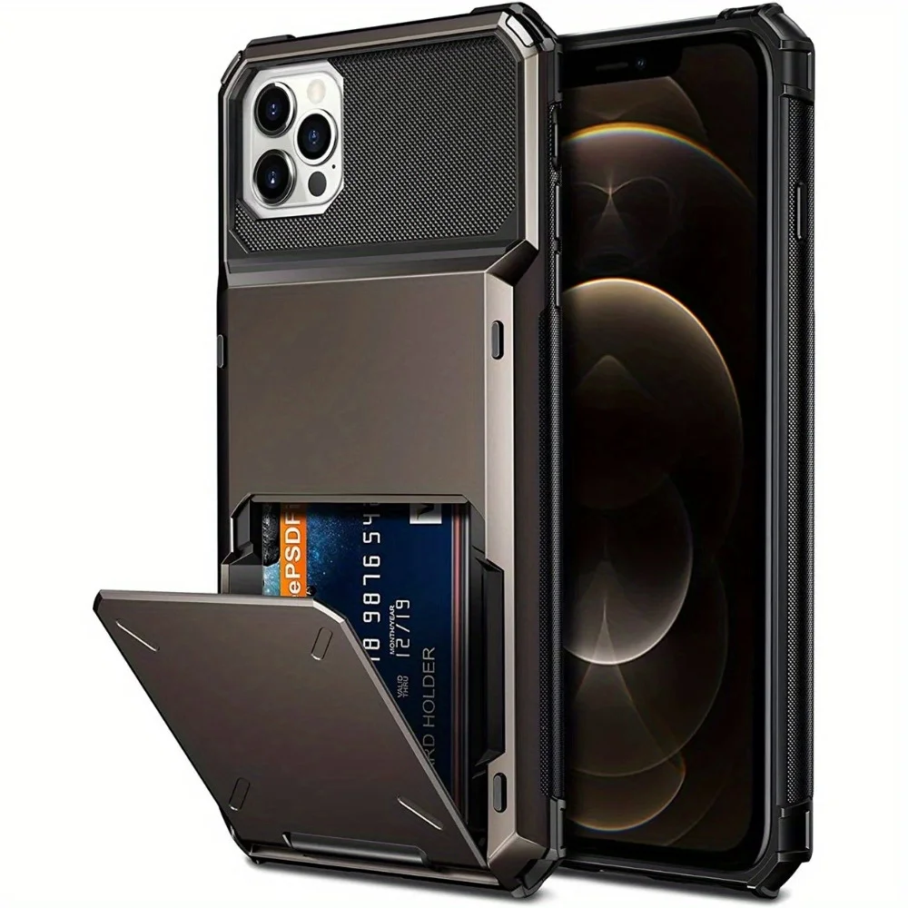 Wallet 5-Card Slot Credit Phone Case For iPhone 16 Pro Max 15 Plus 14 Pro 12 Pro SE Card Holder Cover Funda: Denim