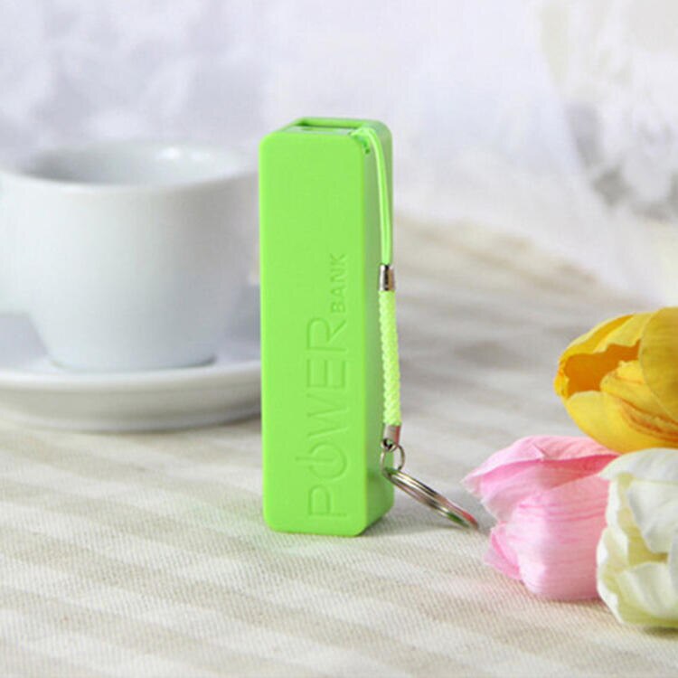 DIY USB zewnętrzny Powerbank Obudowa przenośny 2600mAh opakowanie 18650 ładowarka bez baterii Powerbank z breloczkiem: zielony