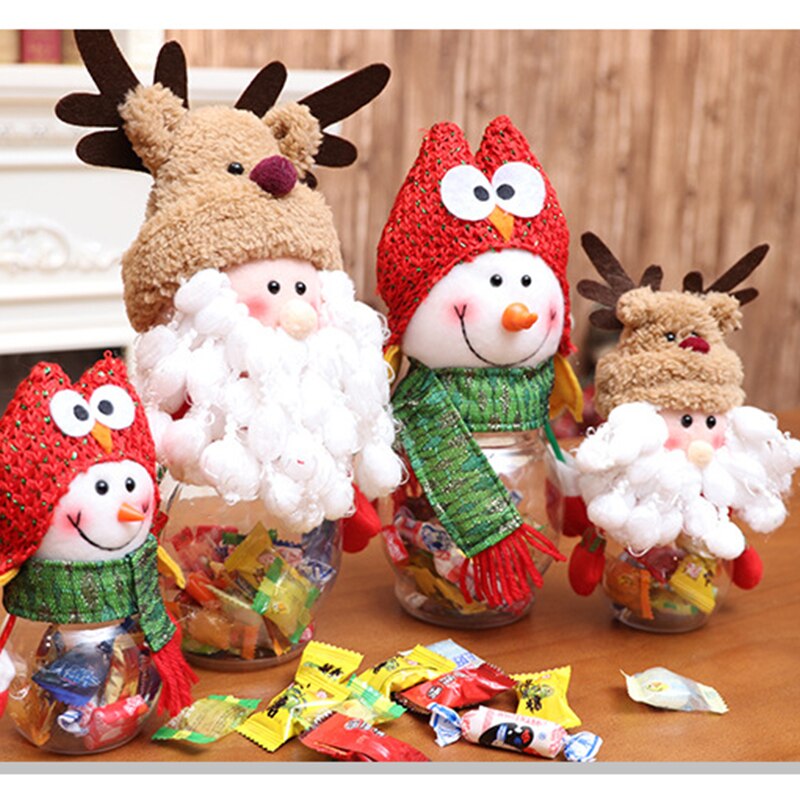 Ornaments Christmas Candy Jar Storage Bottle Santa Snowman Doll Decor Sweety Bottle Xmas Home Decoration Small Big Jar Kids