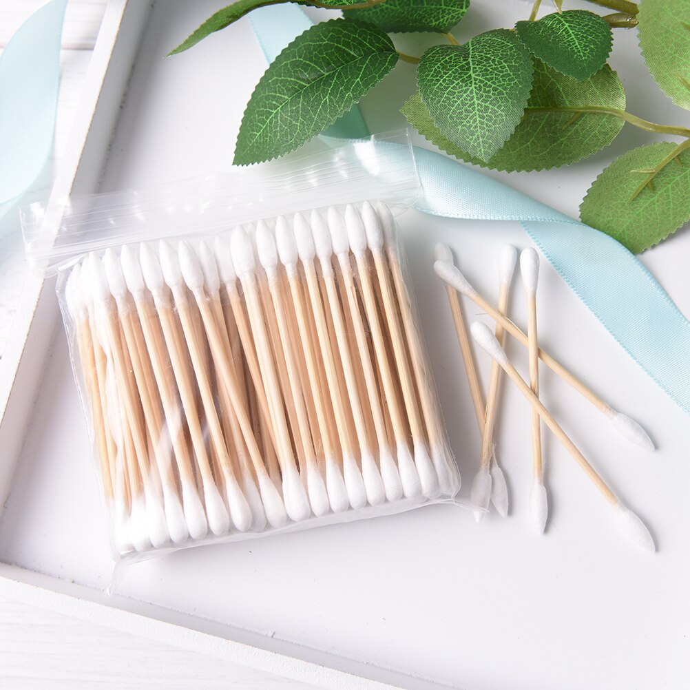 100Pcs/lot Cosmetic Cotton Swab Stick Double Head Ended Clean Cotton Buds Ear Clean Tools For Children Adult: White