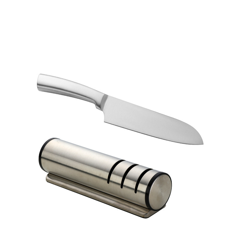 Afilador de cuchillos de cocina dorado de 3 etapas, herramienta para afilar cuchillos, piedra de afilar rápida, accesorios profesionales de Chef de acero inoxidable: Grey