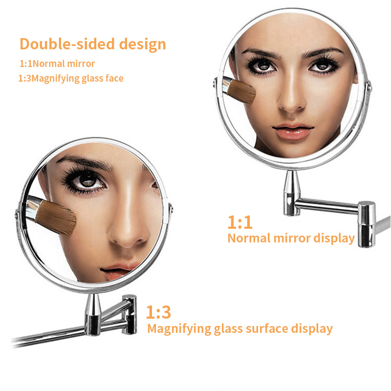 Badezimmer Rasieren Spiegel Zauberstab Kosmetik Erweiterbar 7 zoll 1X3X Vergrößerungs Doppel Seite machen-hoch Konfrontiert Rotatalbe Runde Zauberstab Spiegel