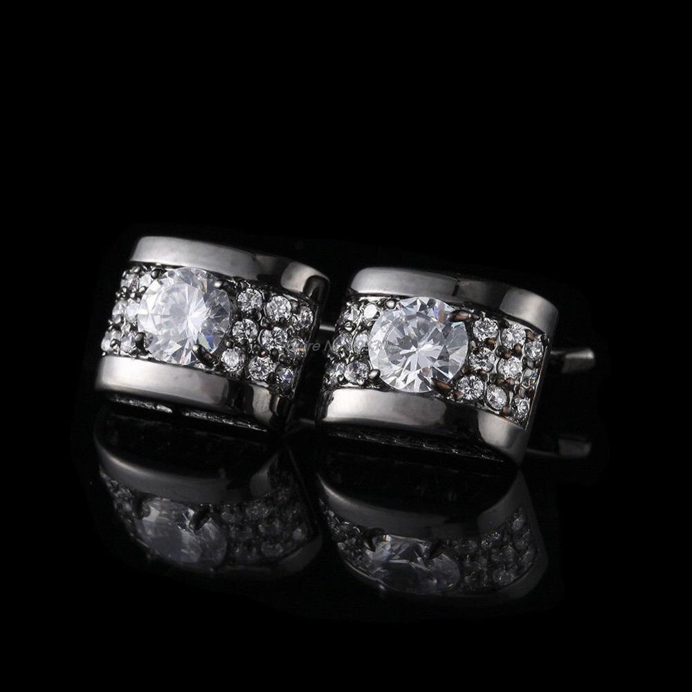 1Pair Rhinestone Mens Cufflinks Shirt Cuff Links Wedding Party 40JF: silver