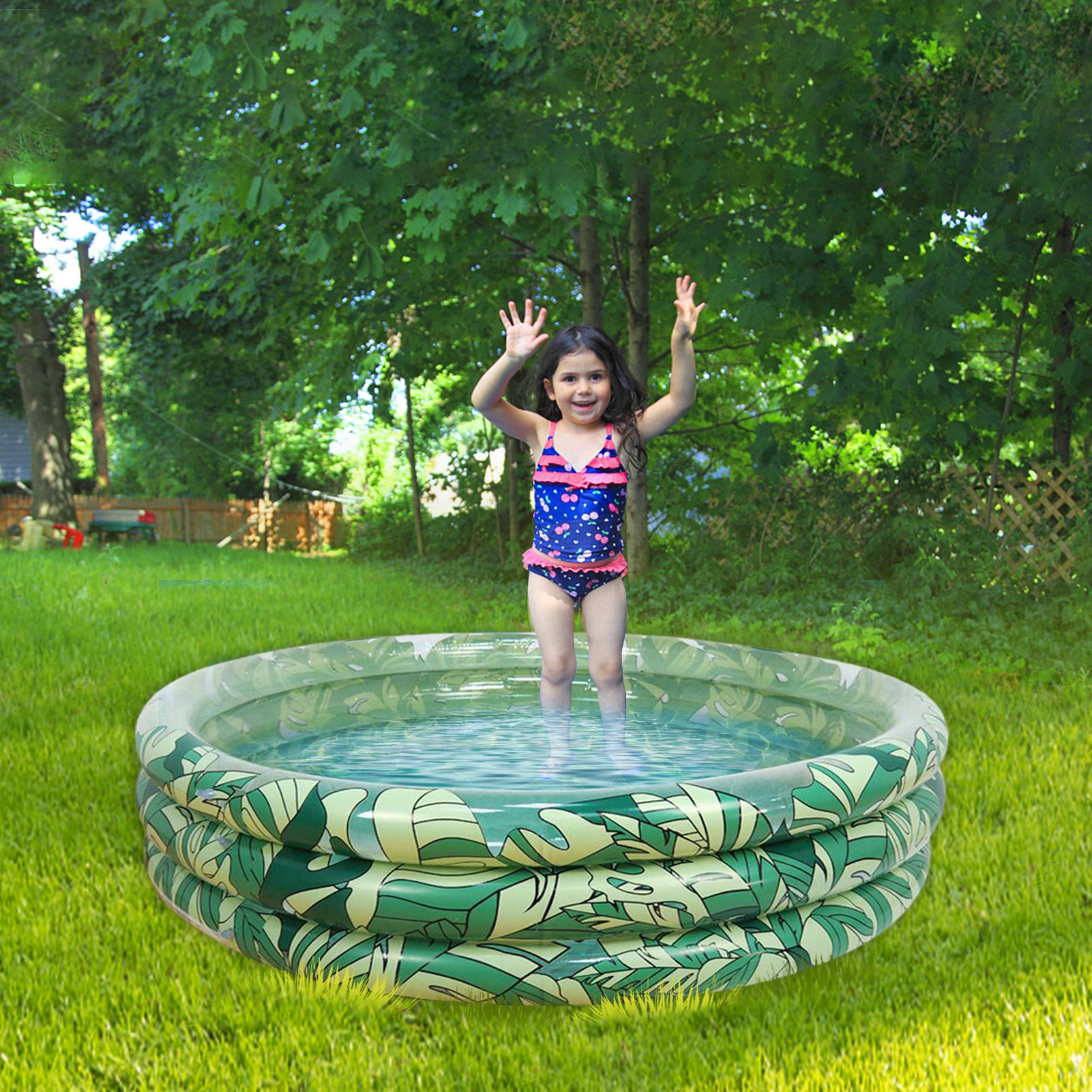 Inflatable Leaf Swimming Pool Children's Paddling Pool Ocean Ball Pool Thickened Bubble Bottom Diameter After Inflation 148cm