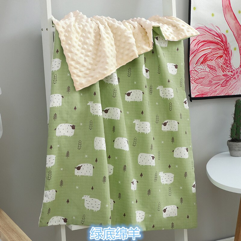 Elinfant – couverture d&#39;emmaillotage en mousseline, 70x110cm, 1 pièce, pour bébé, douce et chaude, lavable, confort,: Green sheep