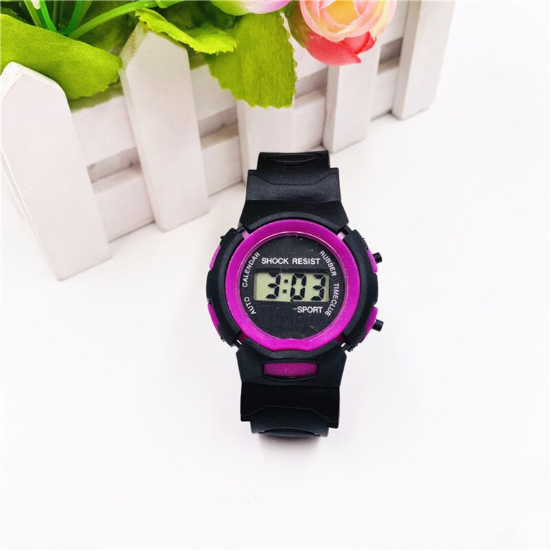 Kinderen Horloge Digital Sport Elektronische Pols Jongens Meisjes Siliconen Led Digitale Sport Verstelbare Pols Kinderen Multifunctionele Klok: Purple