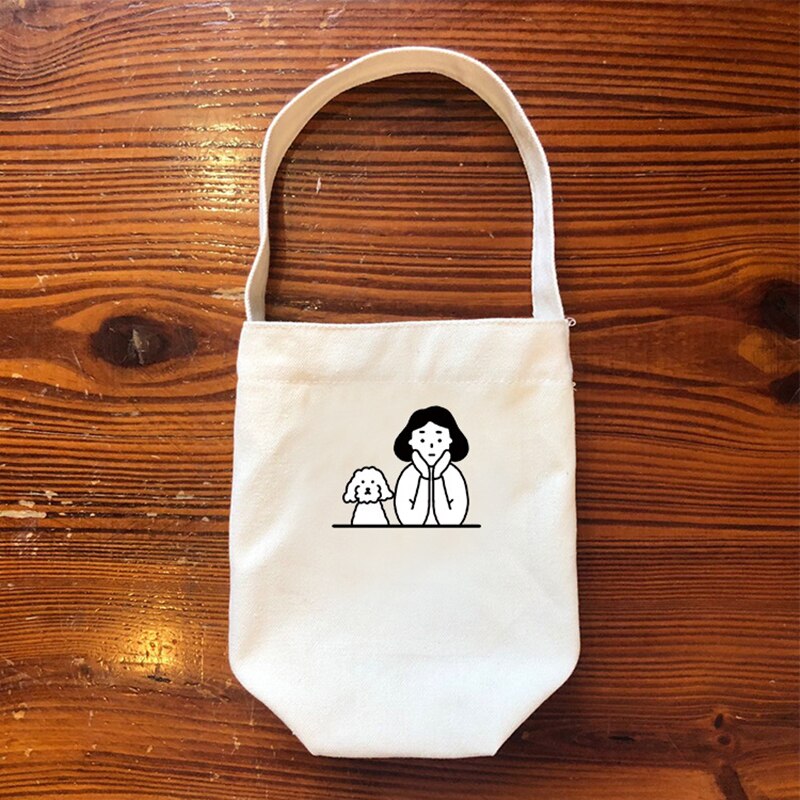 Eco-Friendly Beverage Bag Anti Cartoon Cute Teacup Set Hand Cup Cover Mug Wrap Coffee Milk Tea Small Bags Drinkware Canvas: 06