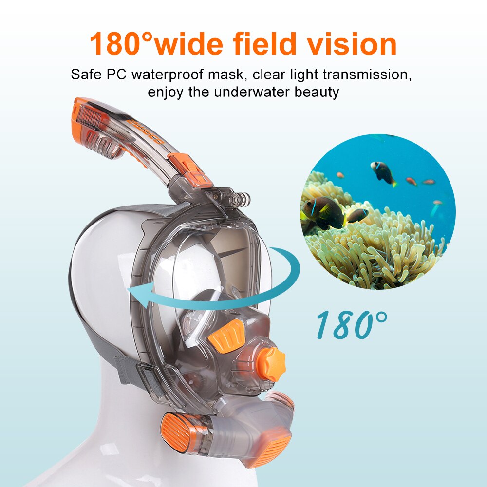 Smaco  m8038 dykning snorkeldragt beskyttelsesmaske fuld ansigt dykning maske udstyr kan bruges med dykning ilt tanke
