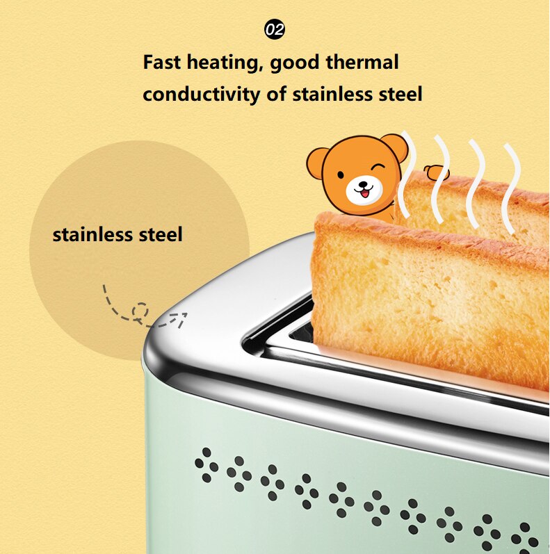 Electric Bread Toaster Automatic Breakfast Machine Metal Body 220V Bread Baking Machine Home Kitchen Appliances