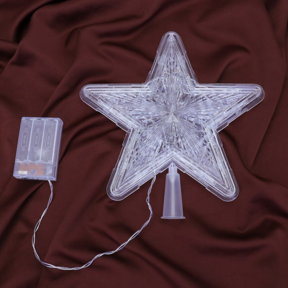 LED Christmas Tree Topper Glowing Treetop Star Lights Home Decor Party Supplies (Warm White 30LEDs)