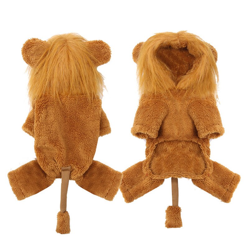 Doux polaire chien pyjamas combinaison hiver vêtements pour animaux de compagnie sweat à capuche pour chiot vêtements quatre jambes chien manteau salopette pyjamas pour Chihuahu: Lion / XS