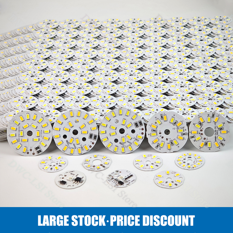 3/5/10PCS Round LED Light Board DC 5V 3W Low Voltage 5730 2835 SMD LEDs 3000K Warm or White 6000K Dimmable Bulb Lamp Panel