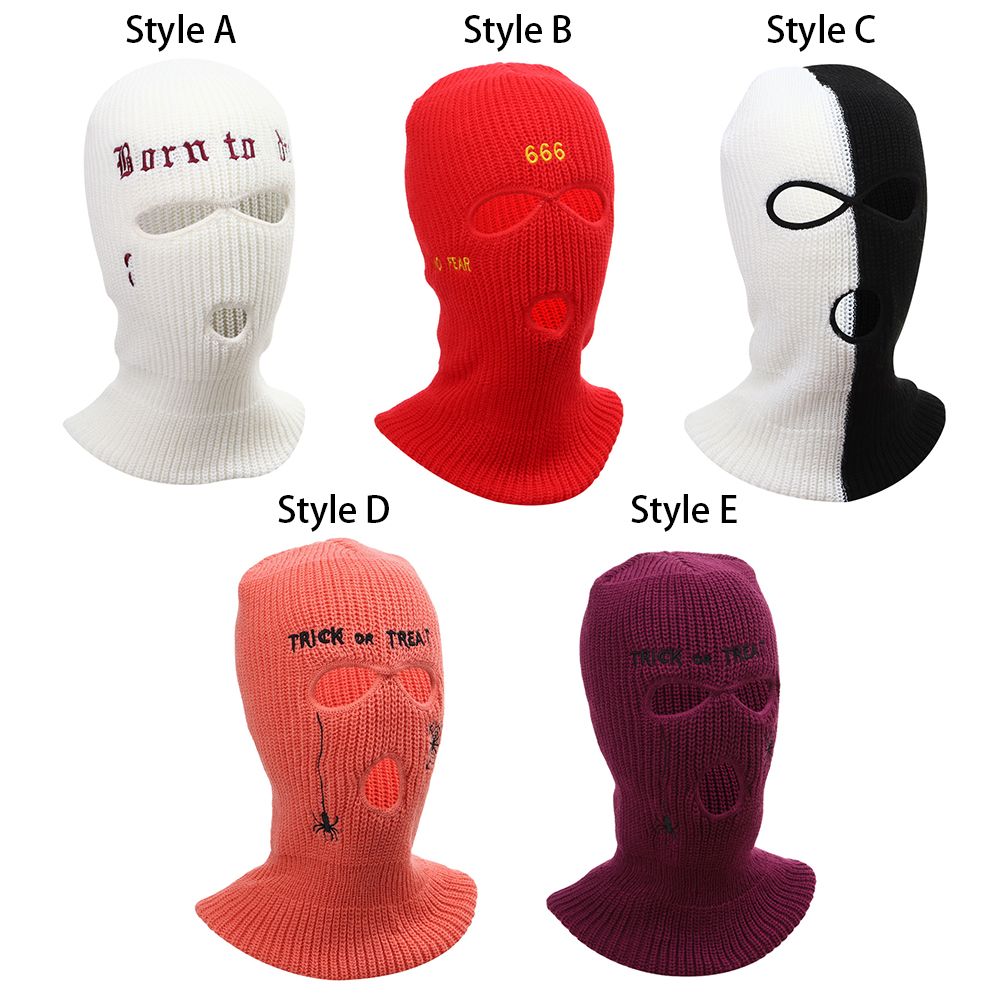 Borduren Fietsen Bivakmuts Warmer Bonnet Drie Gat Hoed Vrouwelijke Beanie Caps Winter Herfst Hoeden Gebreide Mutsen