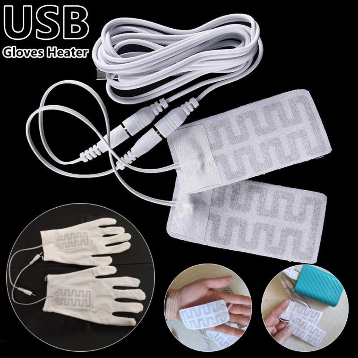 Chauffe-gants USB électrique, fibre de carbone, gril métropolitain, coussin de gants, 1 paire