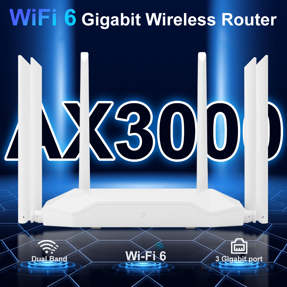 Ax3000 wifi 6 mesh router dual band 2.4 ghz 573 mbps & 5 ghz 2402 mbps 802.11ax/ ac/a/n/g/b standarder understøtter hjemmenetværkssystem
