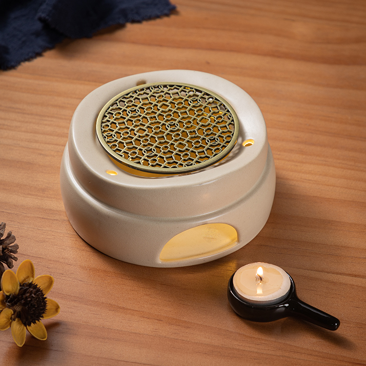 Creativo fornello da tè caldo scaldino in ceramica Kung Fu cinese impostato da tè accessori da tè riscaldatore di candela teiera base luce notturna arredamento: F stile