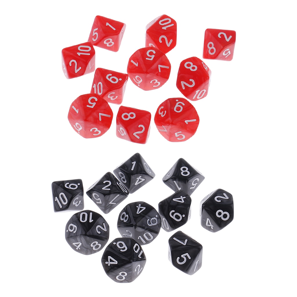 MagiDeal 20pcs Plastic 10-Sided Dices D10 Set for Party Bar Game Accessory