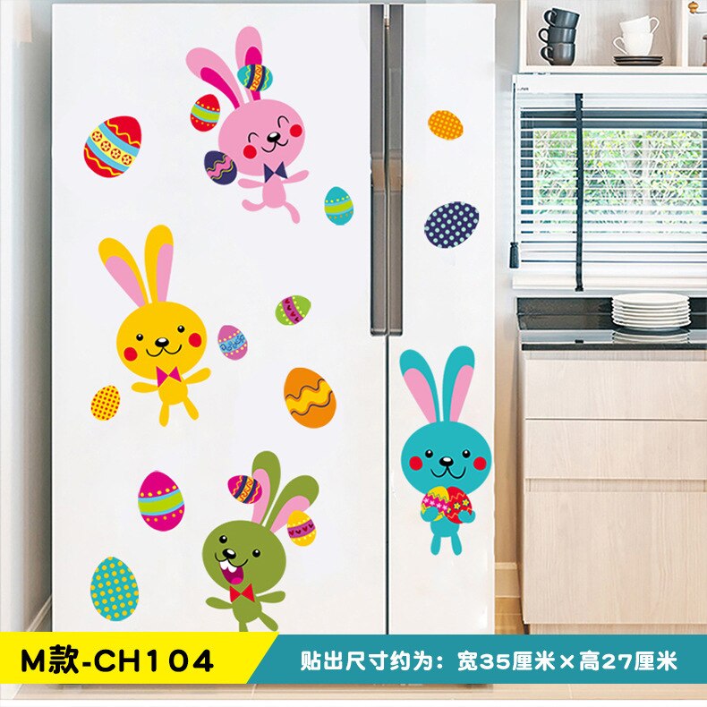 Easter egg decoration wall sticker glass paste mall storefront scene layout window paste poster: M -CH104