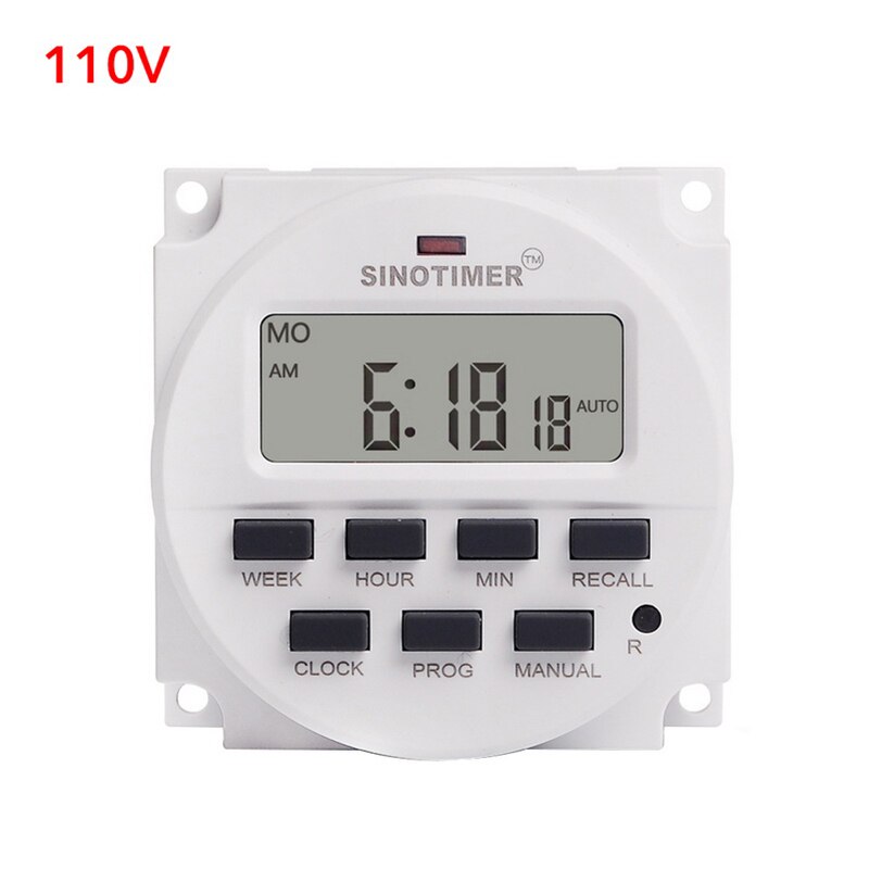 CN101A 12V 24V 110V 240V Digital LCD temporizador programable tiempo alarma reloj luz temporizador: 110V