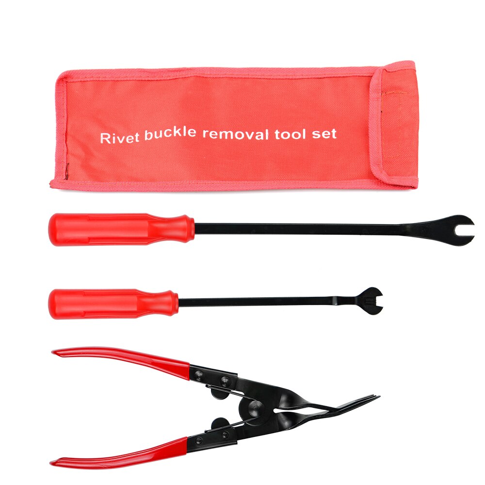 Red Car repair Auto Car Door Panel Remover Clip Trim Auto Fastener Pliers Puller Tool Retaining Clip Remover Pry Bar Tool