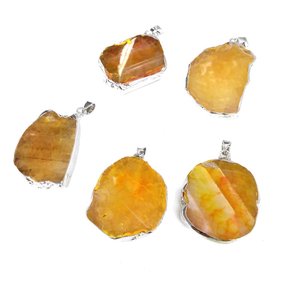 LE CIELO 1PC Naturale di Pietra di Vendita Caldo Alla Moda Agate Pendenti Con Gemme E Perle Del Pendente Della Collana per Monili Che Fanno FAI DA TE Collana: Yellow Agate