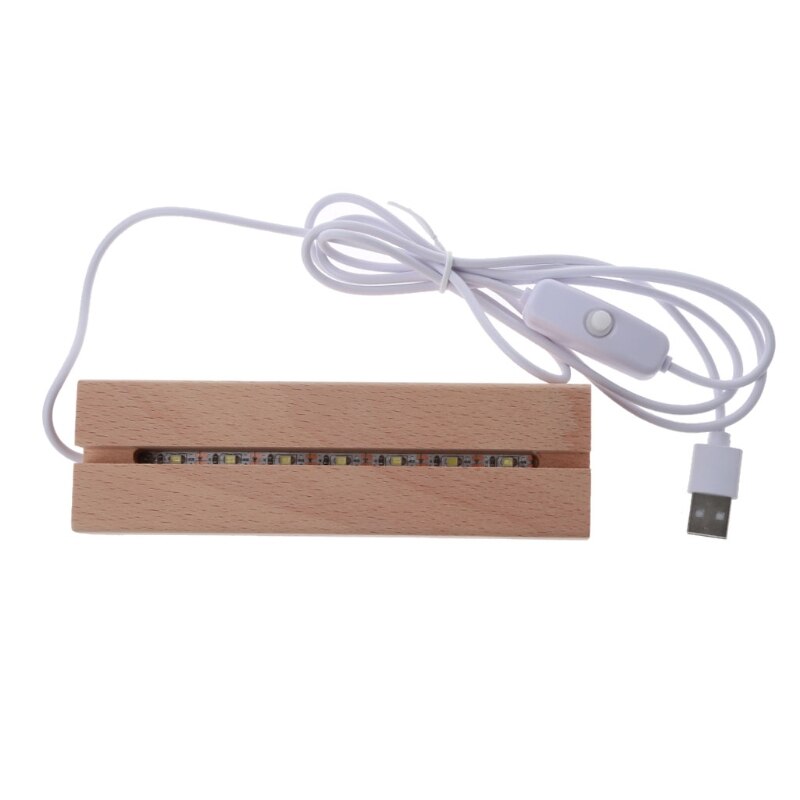 Resin Art Rectangle LED Lights Display Base Crystal Wooden Lighted Base Stand: A