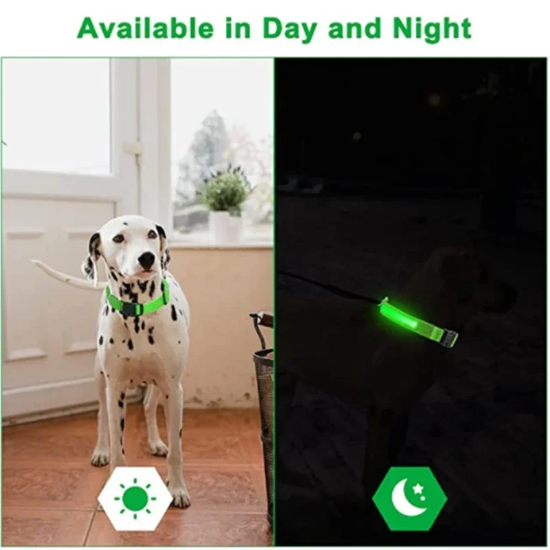 Led-glödande hundhalsband justerbart blinkande uppladdningsbart lysande halsband natt anti-förlorad hundsele för små hundar husdjursprodukter