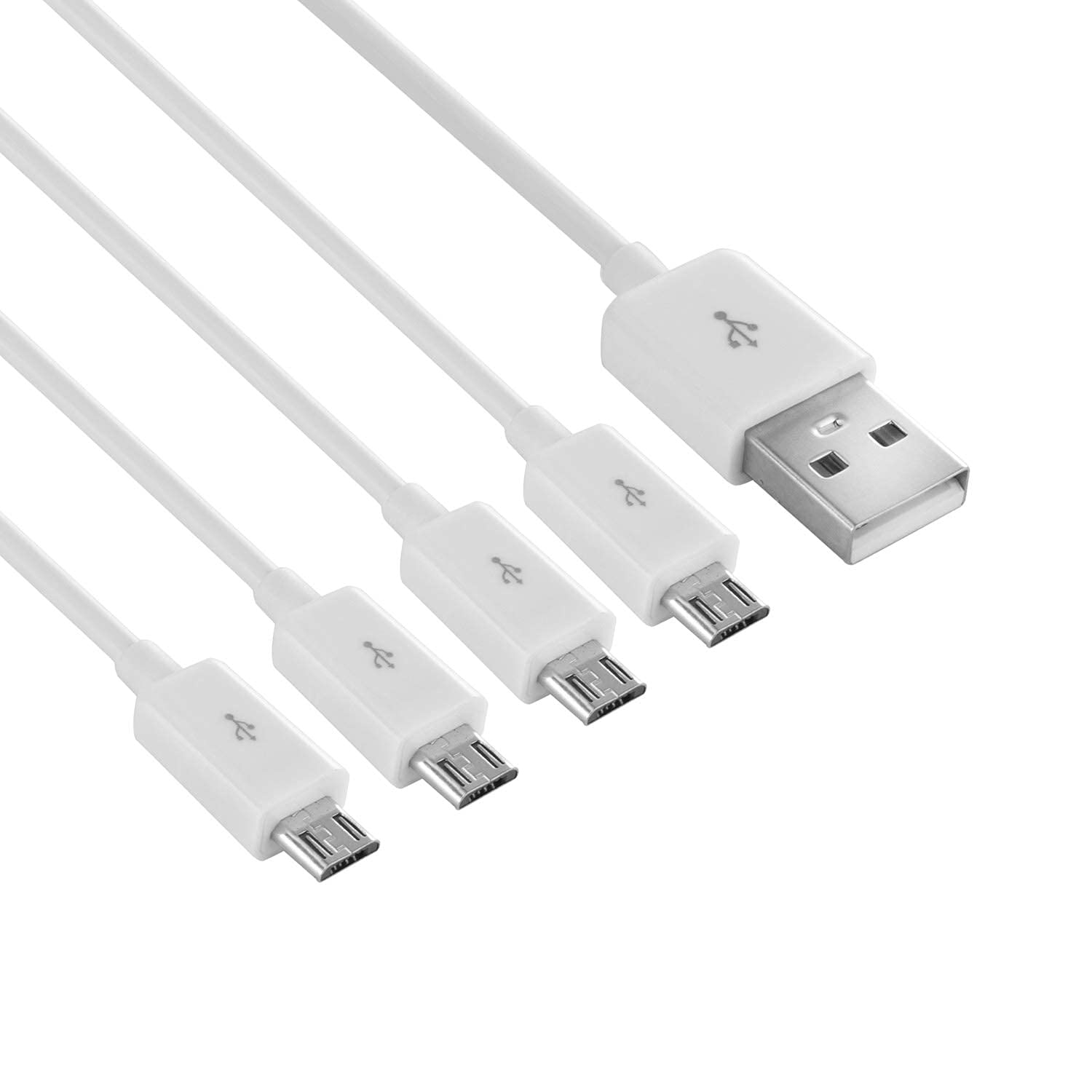 Nuolianxin Multi Micro Usb Oplaadkabel, 4 In 1 Usb 2.0 A Male Naar 4 Micro Usb Male, micro Usb Splitter Kabel (Zwart 0.5M): WHITE