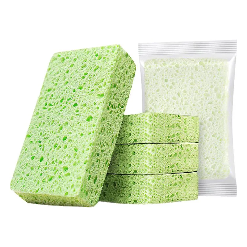 2/5pc Wood Pulp Dishwashing Sponge Double-Side Pot Dish Cleaning Sponge Absorbing Scouring Pad Household Cleaning Tools