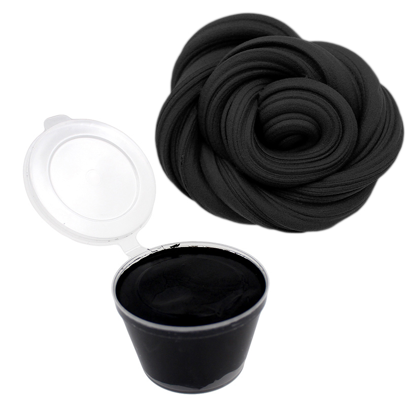 80ml Air Dry Plasticine Fluffy Slime Polymer Clay Supplies Super Light Soft Cotton Charms for Slime Kit Lizun Antistress Toys: Black Slime