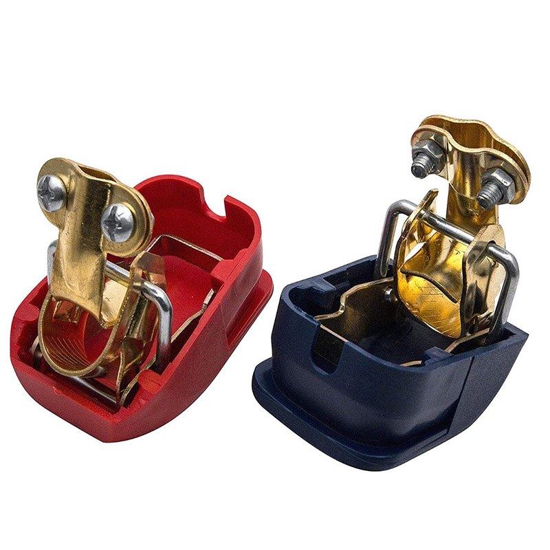 NST 2pcs Brass Battery Quick Release Connectors Battery Quick Disconnect Terminals (Red & Blue)