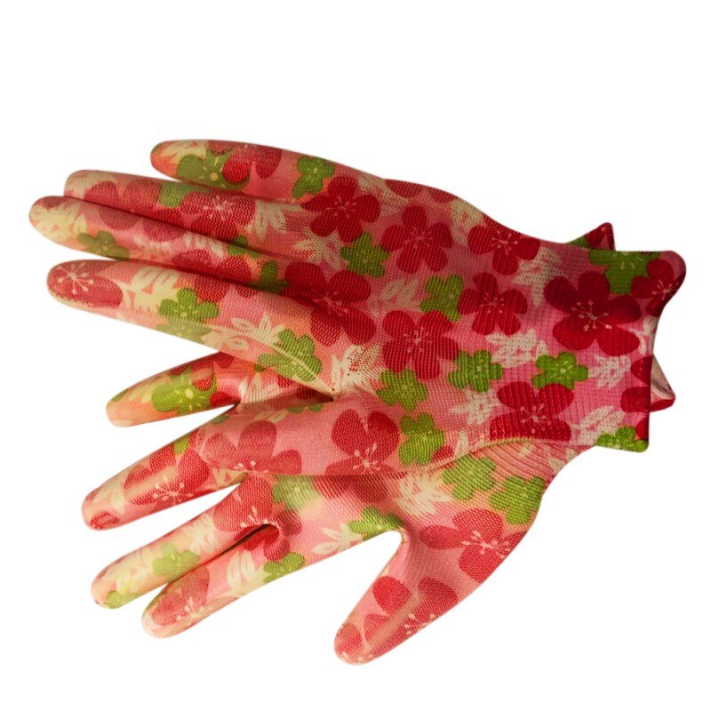 Breathable Gardening Gloves Flower Print Nylon PU Gloves Gardening Gloves Women Non-slip Housework Cleaning Gloves home decorati