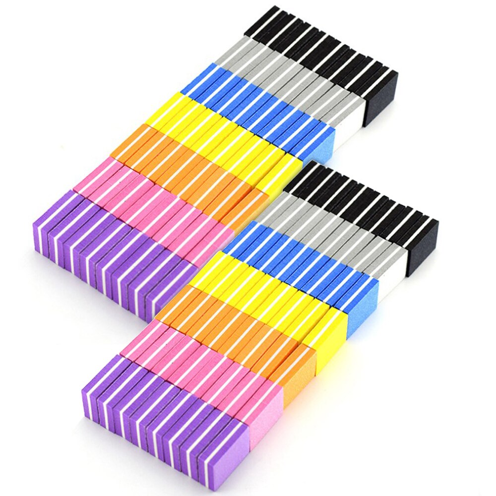 Mini bloques de limado de uñas para manicura , bloque de pulido de uñas de esponja colorida, lijado 100/180, 10/25/50 piezas