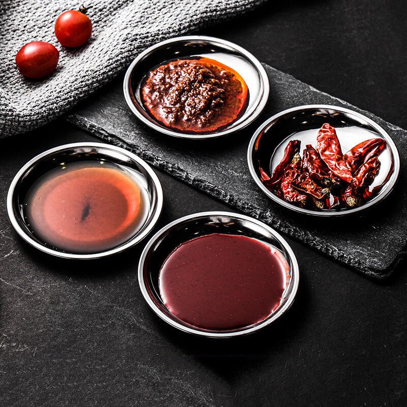 Stainless Steel Sauce Bowl, Sauce Dish, Round Seasoning Dishes Sushi Dipping Bowl Saucers Bowl Mini Appetizer Plates