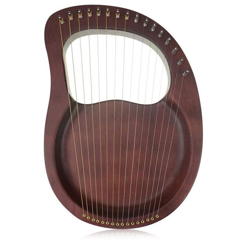 Lyre harpe ,16 strenge harpe heptachord massivt træ mahogni lyre harpe med tuningnøgle til musikelskere børn voksen