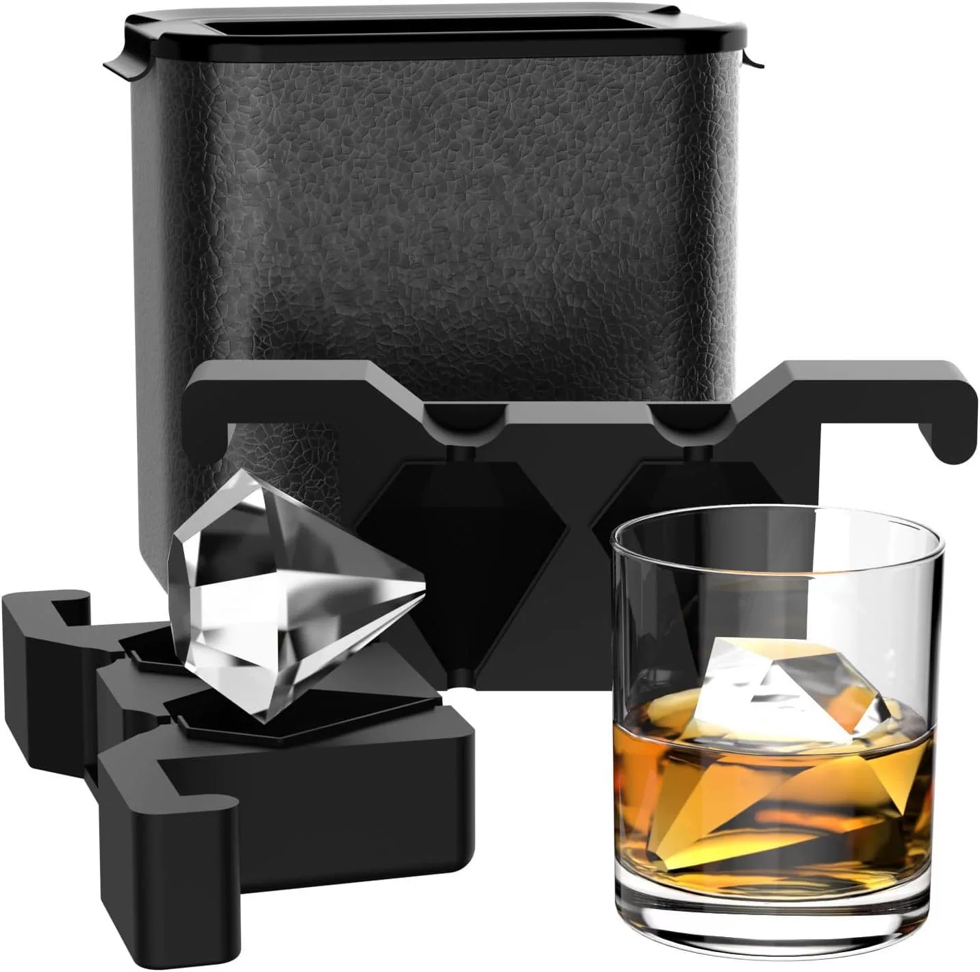 Large Ice Cube Tray Maker 2 Inch Clear Square Crystal Clear Ice Cube Maker for Cocktail,Whiskey & Bourbon Drinks for Men: Yellow