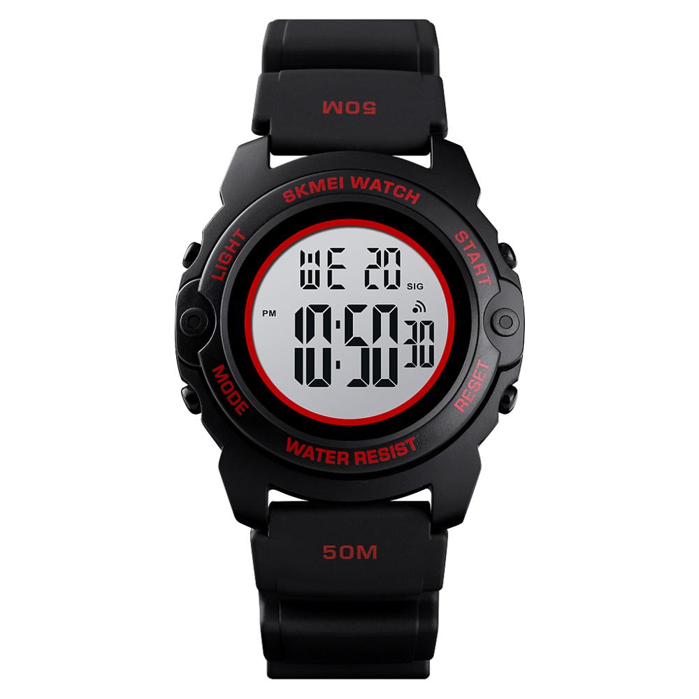 SKMEI Digitale Jungen freundlicher Uhren Zeit Chrono freundlicher Uhr Wasserdicht Camo Sport Stunde Uhr Junge Teenager Armbanduhren: rot 
