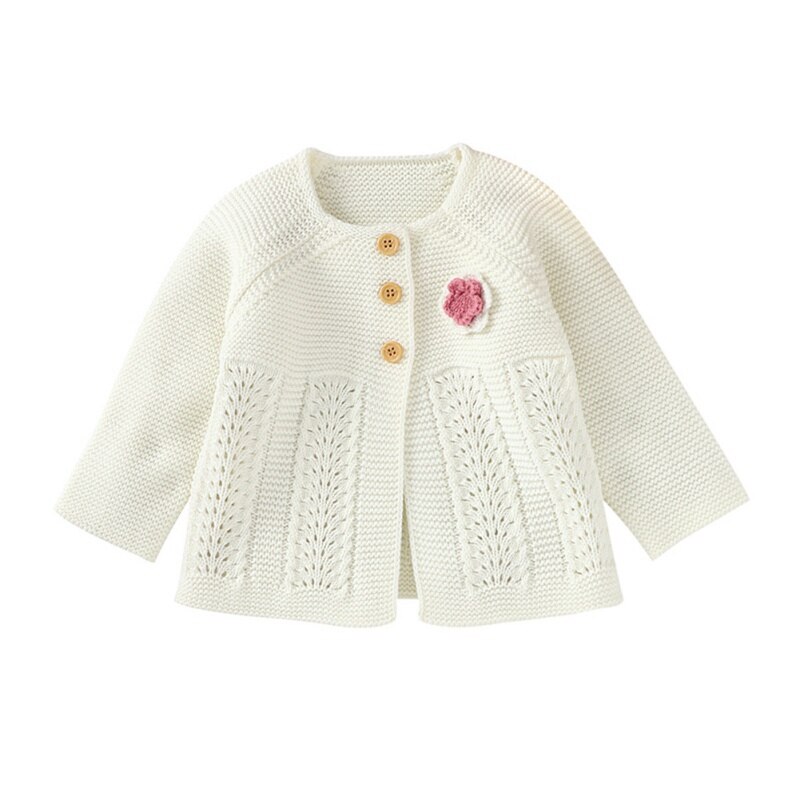 Children Kids Sweater Autumn Baby Girl Flowers Hollow Cardigan Casual Outerwear Coat Clothes#2: Beige / 12-18M