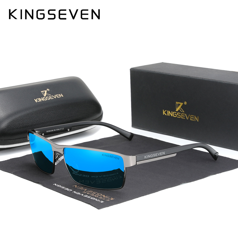 KINGSEVEN Men Polarized Photochromic Sunglasses Women Chameleon Sun Glasses UV400 Anti-glare Driving Square Eyeglasses: Blue