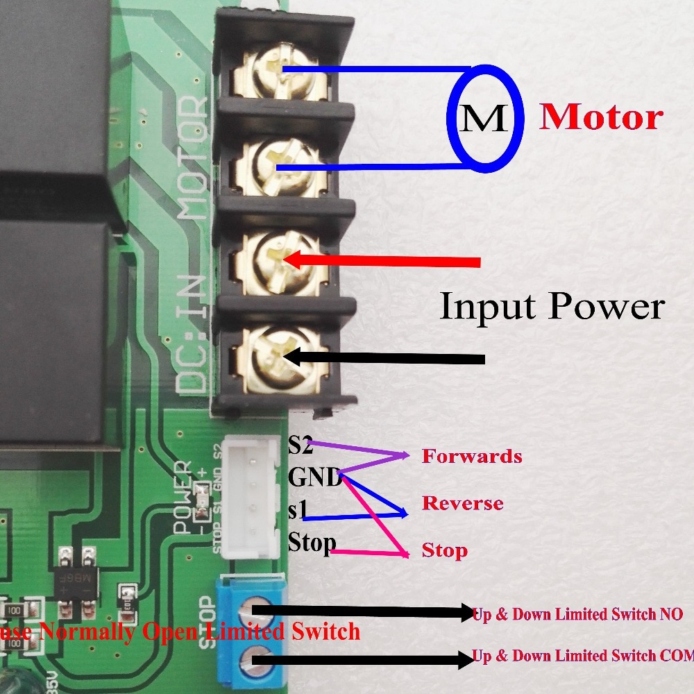 Ekstern knap fjernbetjening motor trådløs kontakt 12v 40a 400w fremad tilbage stop op ned stop fjernbetjeningskontakter