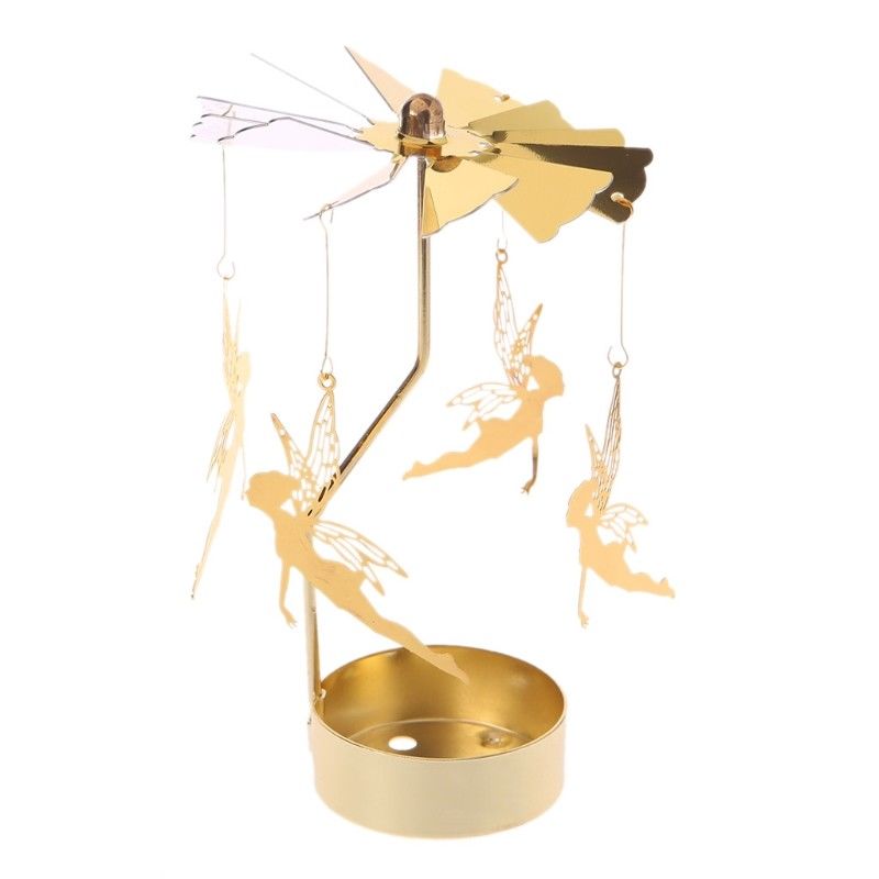 Guldmetal roterende spinner karrusellys te lysholder multi-form romantisk bord xmas dekorationer intet lys: 3