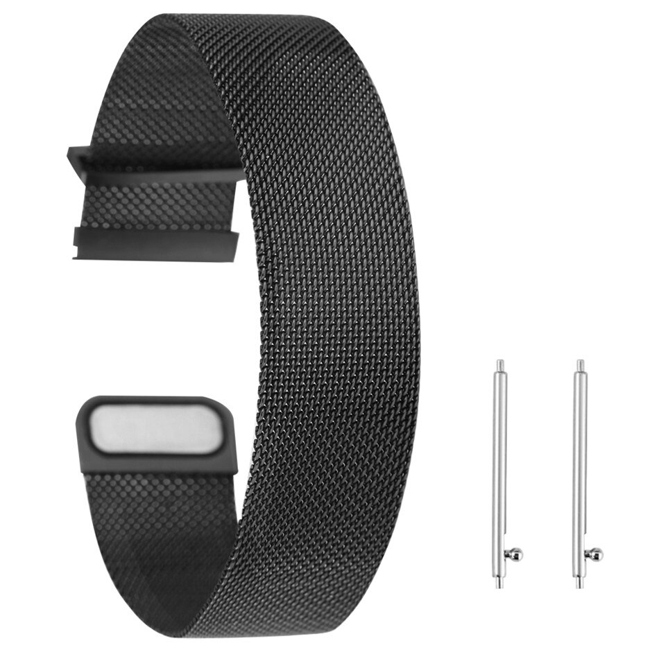 20/22 mm Mesh Stainless Steel Magnetic Loop Watchbands Metal Watch Straps Quick Release Spring Bars: Black / 22mm