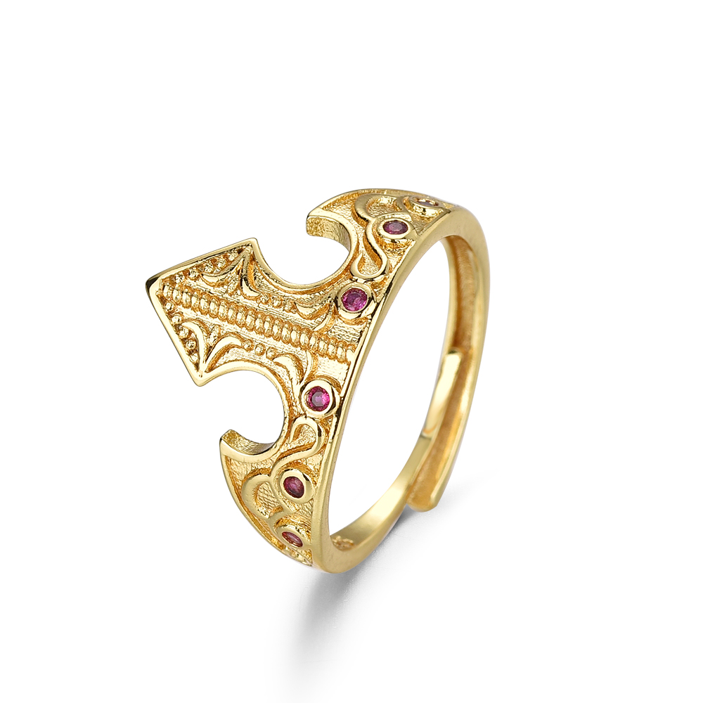 Anillo de Aurora De La Bella Durmiente para mujer y niña, accesorio de joyería de compromiso, chapado en oro, anillo de corona de princesa ajustable, para ella