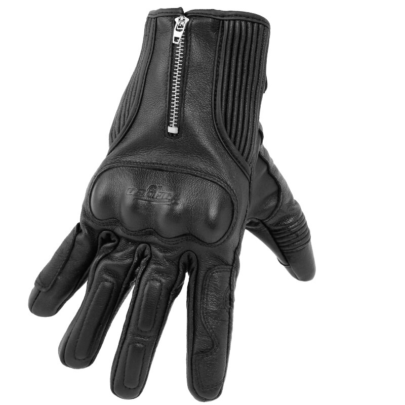 Motorfiets retro leren handschoenen scooter cafe bobber handschoen touchscreen rits open