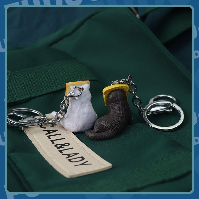 Cartoon Cute Keychain Cat Key Chain Men and Women Charm Bag Pendant Accessories Toast the cat Key Ring