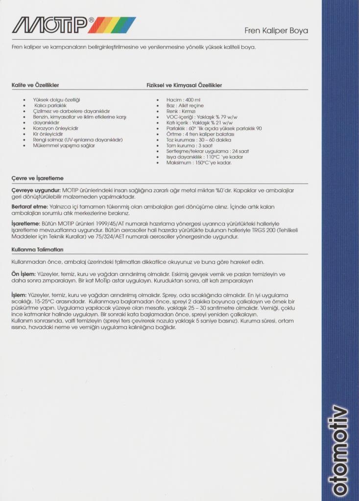 Motip BRIGHT RED Heat Proof Caliper Spray Paint 400ml