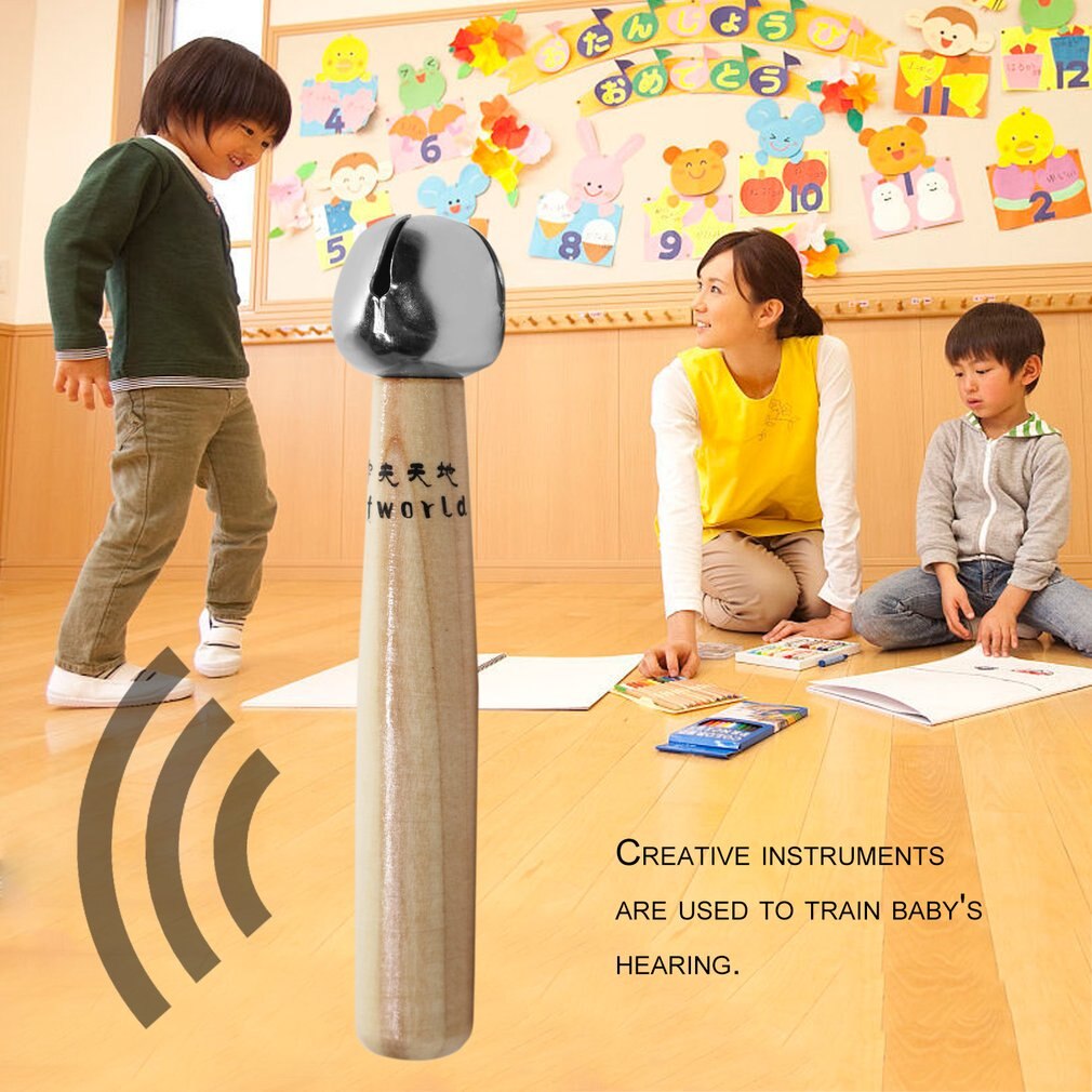 Rg11-1a enkelt træ håndholdt tinkle bell musikinstrument børn legetøj pædagogisk børnehave læringsværktøjer til