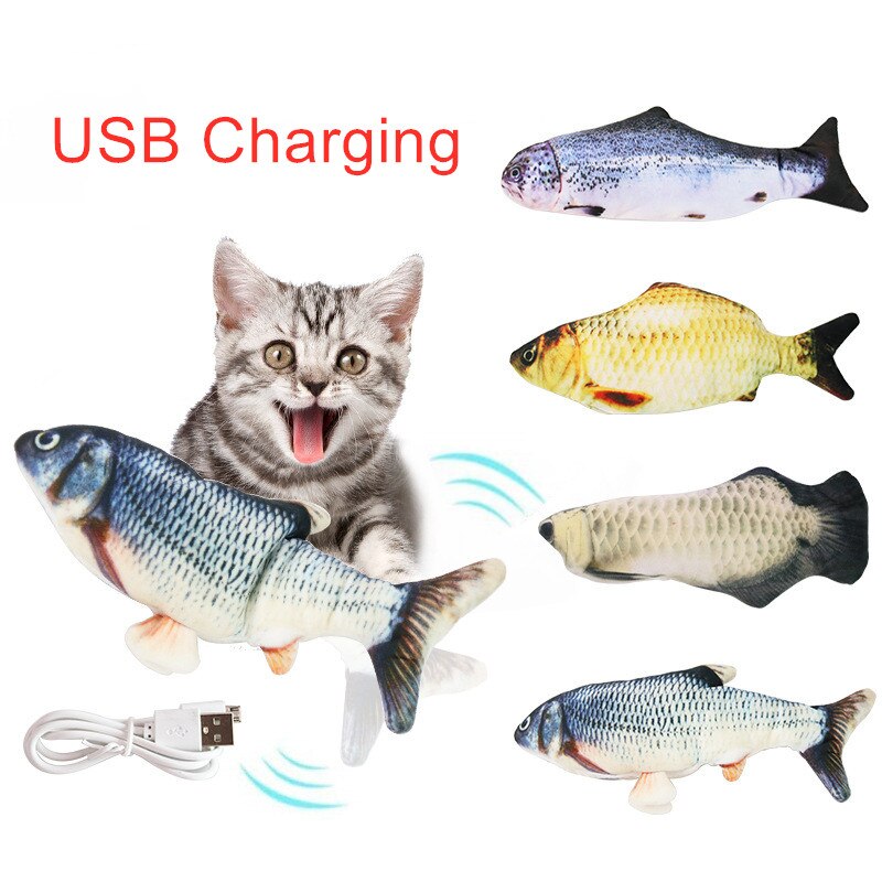 Simulación eléctrica peces bailando saltando moviéndose disquete suministra productos para mascotas gato accesorios juguete 3D de pescado